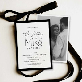 Invitación Chic Black & White Bridal Shower Photo Invitation