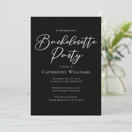 Invitación Chic Black White Minimalist Bachelorette Party