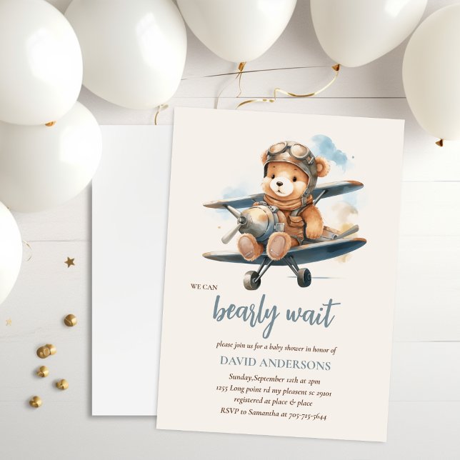 Invitación Chic Blue Teddy Bear Boy Baby Shower (Subido por el creador)
