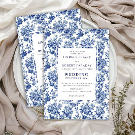 Invitación Chic Blue Toile de Jouy Elegant Wedding Invitation