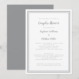 Invitación Chic Boda de Pareja Ducha de Novia Gris Blanco Com
