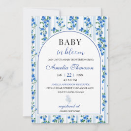 Invitación Chic Boho Blue Wildflower Boy floral Baby Shower