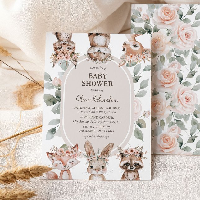 Invitación Chic Boho Fiesta de Bebé Animales del Bosque (Subido por el creador)
