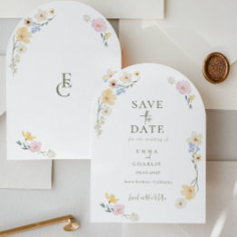 Invitación Chic Boho Flores Silvestres Boda Guardar la Fecha