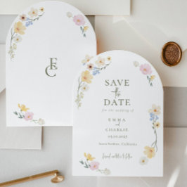 Invitación Chic Boho Flores Silvestres Boda Guardar la Fecha