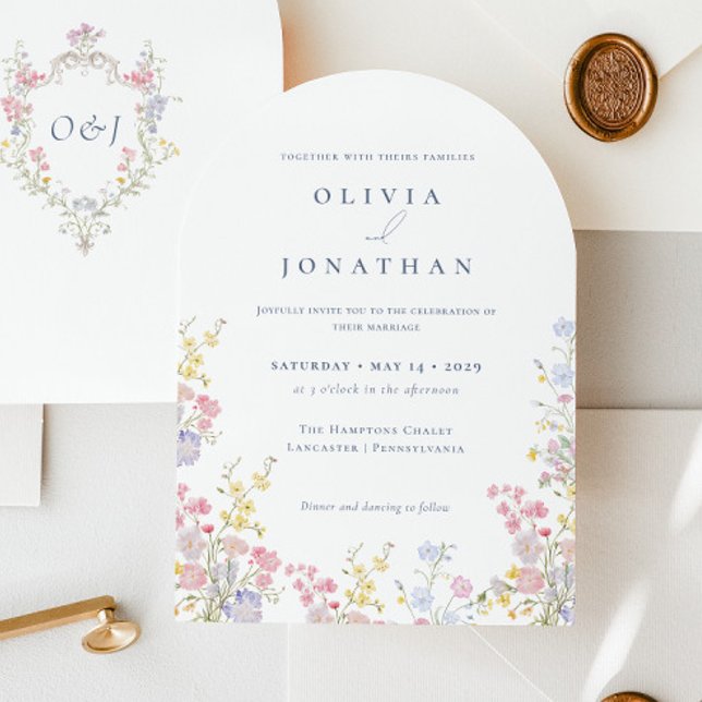 Invitación Chic Boho Garden Wildflowers Spring Summer Wedding (Chic Boho Garden Wildflowers Spring Summer Wedding Invitation)