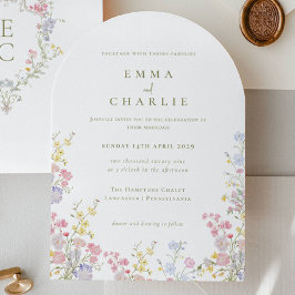 Invitación Chic Boho Garden Wildflowers Spring Summer Wedding