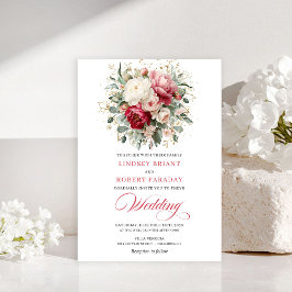 Invitación Chic Boho Red Blush Gold Wedding Invitation