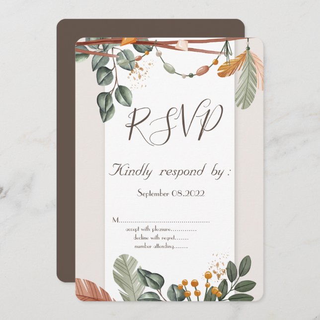 Invitación Chic Boho RSVP (Anverso / Reverso)