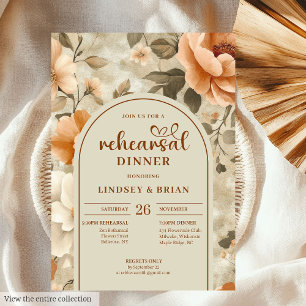 Invitación Chic Boho Terracota Marfil Floral Ensayo