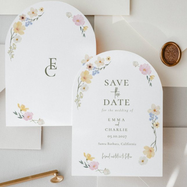 Invitación  Chic Boho Wildflowers Wedding Save the Date (Subido por el creador)