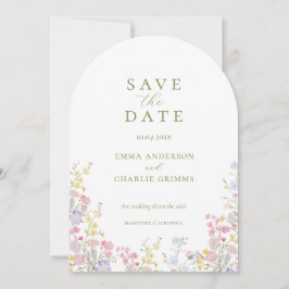 Invitación Chic Boho wildflowers Wedding Save the Date