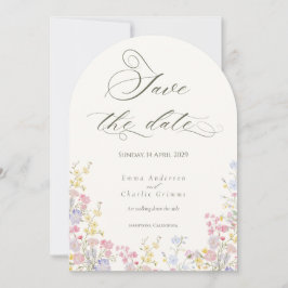 Invitación Chic Boho wildflowers Wedding Save the Date