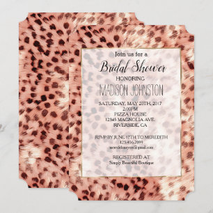 Invitación Chic Bonita Niña Rosa Leopardo Dorado