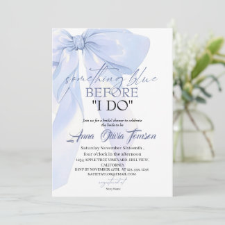 Invitación Chic Bow Something Blue Before I DO Bridal Shower