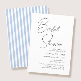 Invitación Chic Bridal Shower Modern Script Blue Stripes