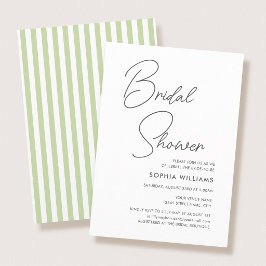 Invitación Chic Bridal Shower Modern Script Green Stripes