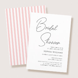 Invitación Chic Bridal Shower Modern Script Pink Stripes