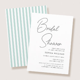 Invitación Chic Bridal Shower Modern Script Teal Stripes