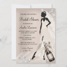 Invitación Chic Bride beige destellos Diamond ducha de novia