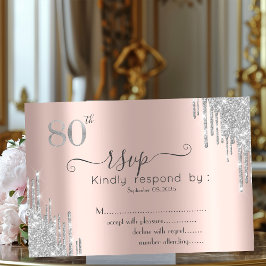 Invitación Chic Brillo Plateado Goteo Rosa Oro 80 RSVP 
