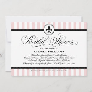 Invitación Chic Brillo Raya Fleur de Lis Boda Despedida de So
