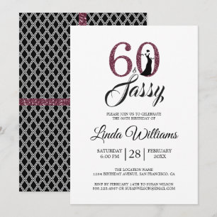 Invitación Chic Burgundy 60 y Sassy   Fiesta de cumpleaños 60