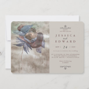 Invitación Chic Burnt Ombre Acuarela Floral Foto Boda