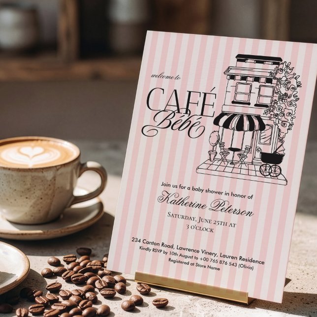 Invitación Chic Café Parisino Bébé Fiesta de Bebé al Estilo F (Subido por el creador)