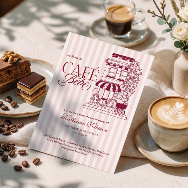 Invitación Chic Café Parisino Bébé Fiesta de Bebé Francés (Subido por el creador)