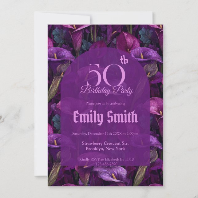 Invitación Chic Call Lilies Floral 30Th Birthday (Anverso)