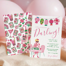 Chic Caprichoso Rosa y Verde Fiesta de Mahjong