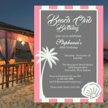 Chic Coastal Stripe Beach Club 50 Cumpleaños