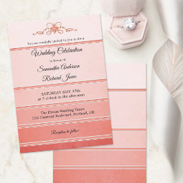 Invitación Chic Coral Striped Ton sur Ton Wedding Invitation