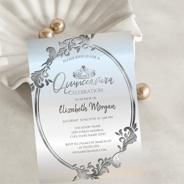 Invitación Chic Corona de Plata Quinceañera  (Subido por el creador)