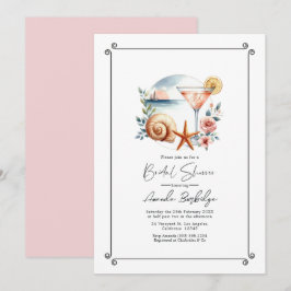 Invitación Chic Costero Rosa Rubor Desayuno Nupcial