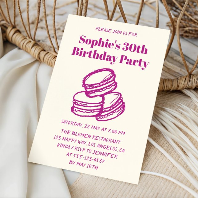 Invitación Chic Cream & Purple Macaron 30th Birthday Party   (Subido por el creador)