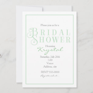 Invitación Chic de Baby Shower Nupcial Verde Menta