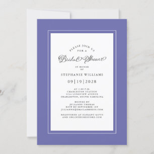 Invitación Chic de Boda Elegante Azul de Vinca para la Fiesta