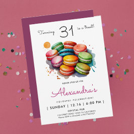 Invitación Chic de Chica Moderna Macarons Dulces Aquarela Arc