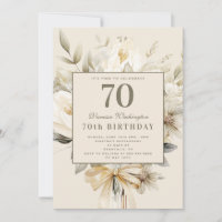 Invitación chic de cumpleaños 70 Floral Crema Vain