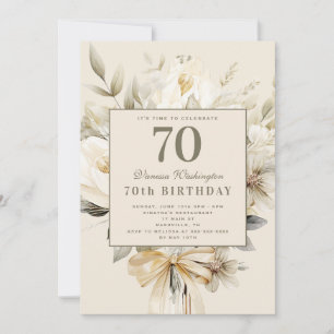 Invitación chic de cumpleaños 70 Floral Crema Vain
