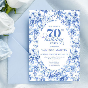 Invitación Chic de cumpleaños número 70 con flores