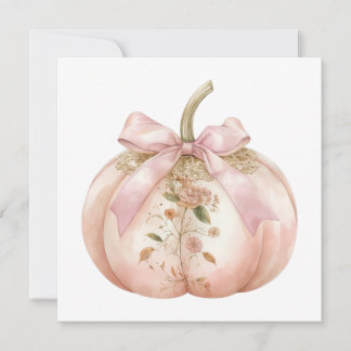 Invitación Chic Deslucido Floral Calabaza Coqueta Otoño Rosa