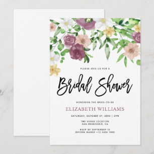 Invitación Chic Despedida de Soltera con Flores Silvestres Ac