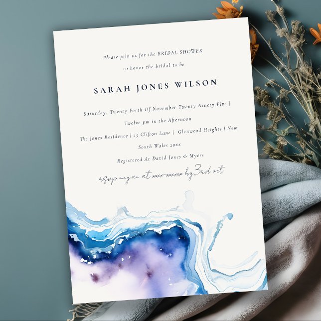 Invitación Chic Despedida de Soltera Costera Marina Acuarela (Subido por el creador)