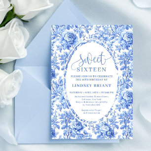 Invitación Chic Digital Blue Roses Sweet 16