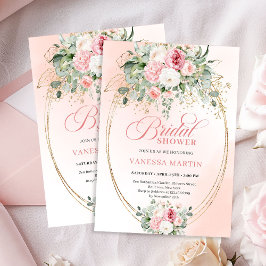Invitación Chic Dusty Pink Floral Bridal Shower Invitation