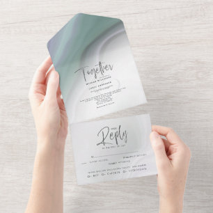 Invitación Chic Dusty Sage Lilac Agate Todo en Uno