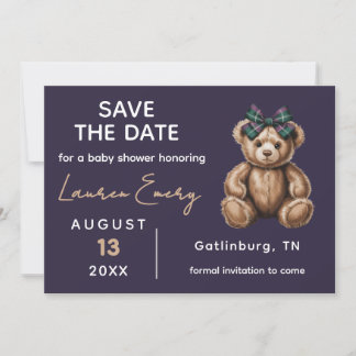 Invitación Chic Elegant Fancy Bear Save The Date 